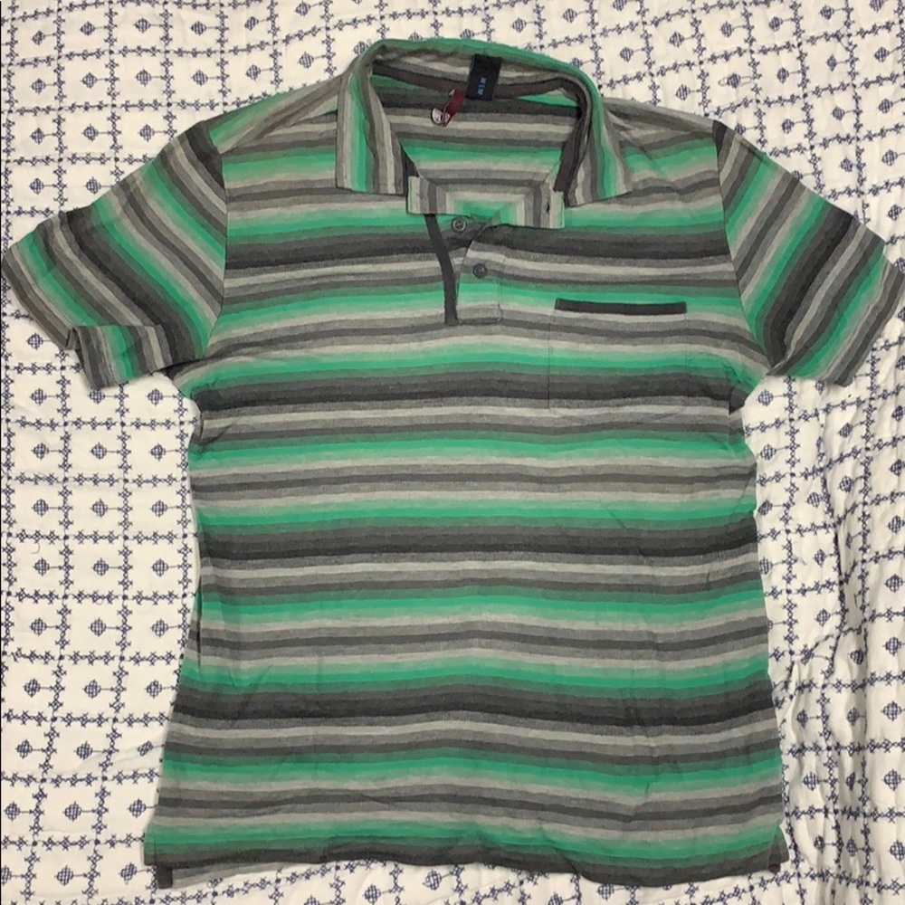 Stock striped collar shirt size medium with pocket
